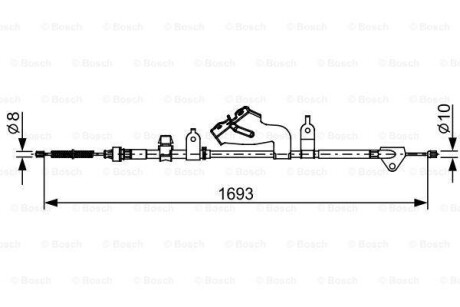 Фото автозапчасти трос стояночных тормозов права TOYOTA YARIS 1.0-1.5 12.10- BOSCH 1 987 482 657