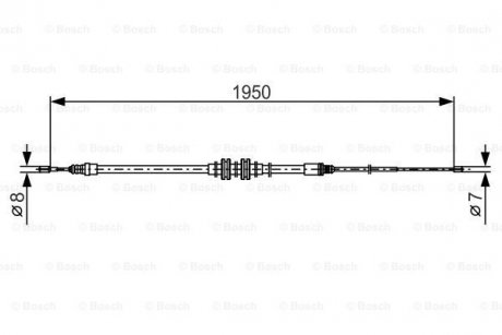 Трос стояночного тормоза левый/правый (1950мм) RENAULT MEGANE IV 1.2-1.6D 11.15- BOSCH 1 987 482 785 (фото 1)