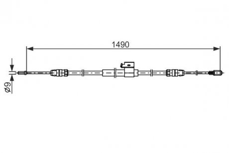Трос стояночных тормозов задний правая (1490мм/1270мм) FORD TRANSIT V363 2.0D/2.2D 08.13- BOSCH 1 987 482 832 (фото 1)