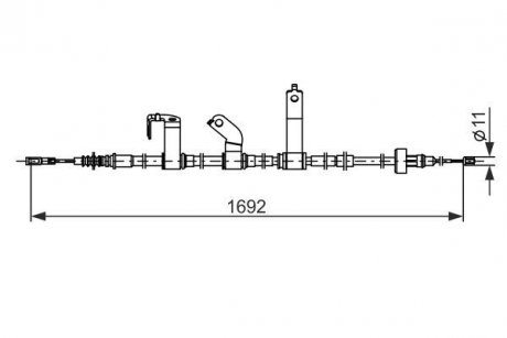 Трос стояночных тормозов левый (1692мм/1470мм) KIA RIO III 1.1D-1.4D 09.11- BOSCH 1 987 482 841