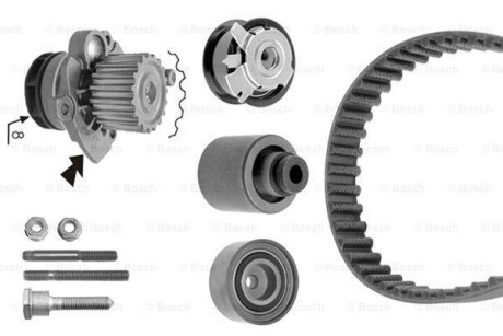 Фото автозапчастини комплект ГРМ (ремінь + ролик + водяний насос) AUDI A3; SEAT ALTEA, ALTEA XL, LEON, TOLEDO III; SKODA OCTAVIA II, SUPERB II; Volkswagen GOLF PLUS, GOLF V, JETTA III, PASSAT, TOURAN 2.0D 02.03- BOSCH 1 987 946 421 (фото 1)