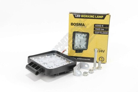 Фото автозапчастини фара додатк.WORKING LAMP 16xLED 12/24V 32W 1900 Lm SQUARE 35mm FLOOD (1 шт.) BOSMA 7671