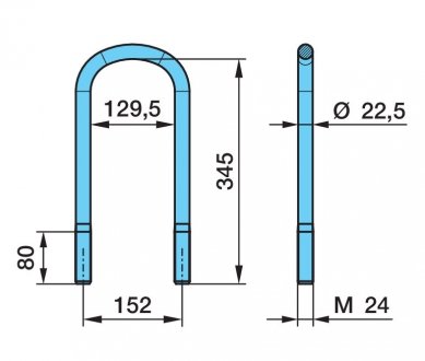 Фото автозапчастини стремено ресори М24х345х152 R-90/R М24х345х152 BPW 03.138.41.05.4
