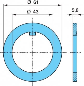 Шайба ступицы -ECO (6.5-9Т) 43x61x5.8mm под гайку ступицы 43x61x5.8 BPW 03.320.73.13.0