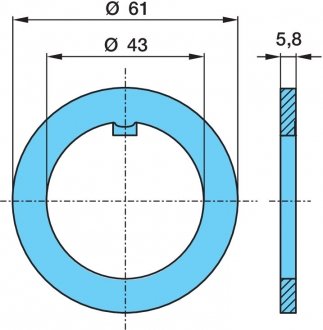 Фото автозапчастини шайба маточини -ECO (6.5-9Т) 43x61x5.8mm под гайку ступицы 43x61x5.8 BPW 03.320.73.13.0