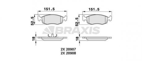 Фото автозапчасти гальмівні колодки комплект BRAXIS AA0300