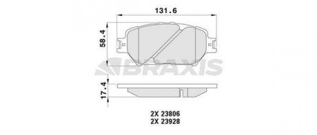 Фото автозапчасти гальмівні колодки комплект BRAXIS AA0483 (фото 1)