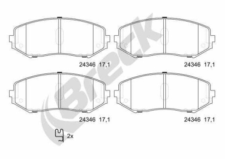 Фото автозапчасти комплект тормозных колодок передний SUZUKI GRAND VITARA I, GRAND VITARA II 1.6-3.2 03.98- BRECK 24346 00 701 00