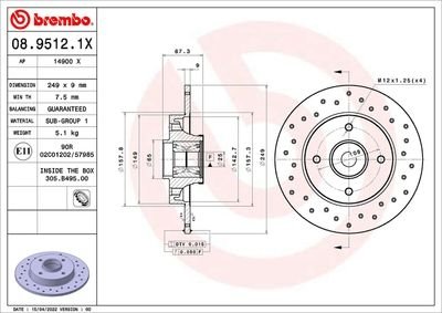 Фото автозапчасти tarcza ham. Xtra tył CITROËN (DF-PSA) C-QUATRE Hatchback 10/08-> / CITROËN (DF-PS BREMBO 0895121X