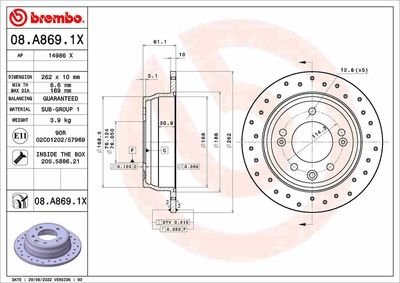 Фото автозапчасти tarcza ham. BREMBO 08A8691X