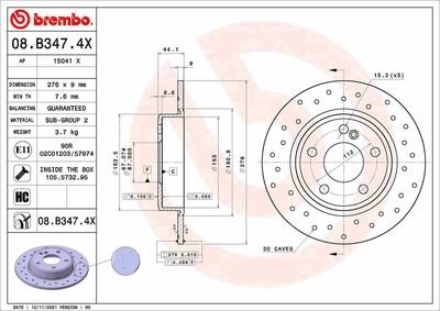 Фото автозапчасти tarcza ham. ty MERCEDES-BENZ BREMBO 08B3474X