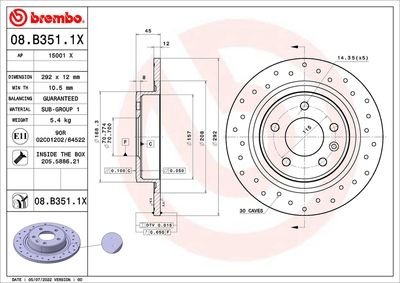 Фото автозапчасти диск гальмівний (задній) Opel Astra J 09- (292x12) BREMBO 08B3511X