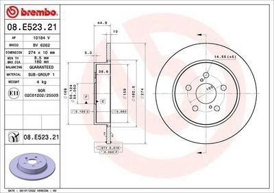 Фото автозапчасти tarcza ham. tył YARIS (_P21_, _PA1_, _PH1_) 02/20-> BREMBO 08E52321