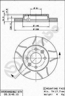 Тормозной диск, Max, сквозные насечки, наружный диаметр 238 мм, толщина 20 мм, NISSAN KUBISTAR; RENAULT 11, 19 I, 19 I CHAMADE, 19 II, 19 II CHAMADE, 21, 9, CLIO I 1.2-1.9D 04.84- BREMBO 09314875 (фото 1)
