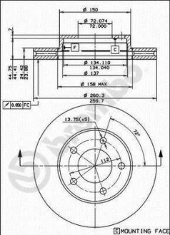 Фото автозапчастини гальмівний диск BREMBO 09486610 (фото 1)