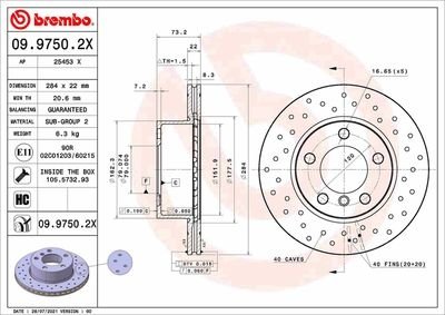 Фото автозапчастини гальмівні диски BREMBO 0997502X