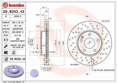 Фото автозапчастини гальмівні диски BREMBO 09B3434X