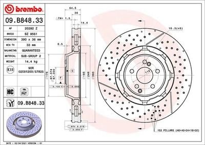 Фото автозапчастини гальмівний диск двосекційний BREMBO 09B84833