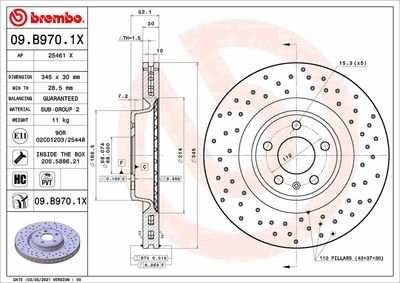 Фото автозапчастини диск гальмівний BREMBO 09B9701X