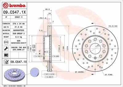 Фото автозапчасти гальмівний диск BREMBO 09C5471X