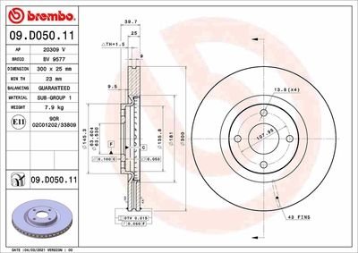 Фото автозапчастини гальмівний диск BREMBO 09D05011