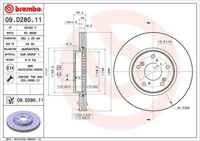 Фото автозапчастини диск гальмівний BREMBO 09D28011