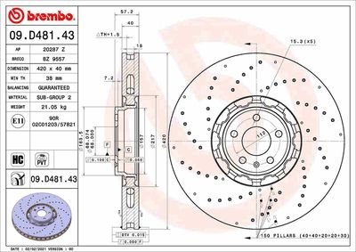 Фото автозапчастини гальмівний диск BREMBO 09D48143