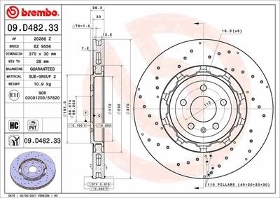 Фото автозапчастини гальмівний диск BREMBO 09D48233