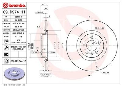 Фото автозапчасти tarcza ham. A1 Sportback BREMBO 09D97411