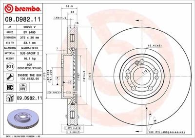 Фото автозапчастини диск гальмівний передній BREMBO 09D98211