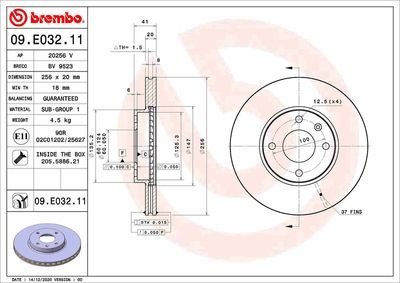 Фото автозапчастини гальмівні диски KARL (C16), 01.15-03 BREMBO 09E03211