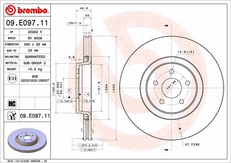 Фото автозапчасти тормозной диск передний левый/правый FORD FOCUS III 2.0/2.0D 07.12- BREMBO 09.E097.11