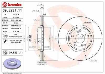 Фото автозапчастини диск гальмівний передній BREMBO 09E23111