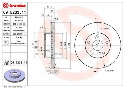 Фото автозапчасти гальмівний диск BREMBO 09E23311