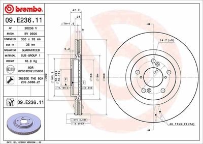 Фото автозапчастини диск гальмівний передній BREMBO 09E23611 (фото 1)