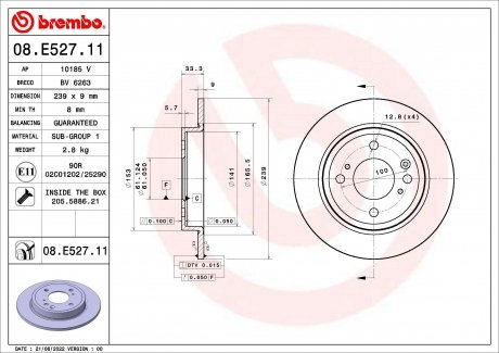 Фото автозапчасти tarcza ham. tył INFINITI FX 07/08-> / INFINITI M (Y51) 03/10-> / INFINITI M3 BREMBO 09E52811