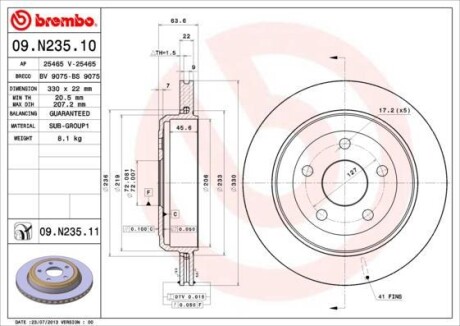 Фото автозапчасти колодки тормозные задний левая/правая JEEP GRAND CHEROKEE IV 3.0-6.4 10.10- BREMBO 09N23511 (фото 1)