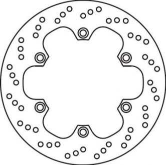 Фото автозапчасти тормозной диск передняя Сталь толщина 5мм количество монтажных отверстий 6 диаметр монтажного отверстия 10,5мм HONDA CBR, CBX, FX, SLR, VF, VFR, XL, XLV; TRIUMPH TIGER 125-1000 1983- BREMBO 68B407E9