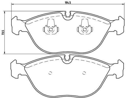 Фото автозапчастини гальмівні колодки передні PEUGEOT 407 2.2 01.04-12.05 BREMBO P06019