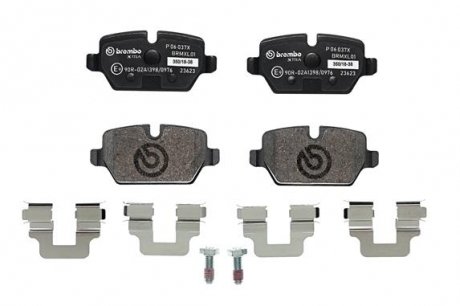 Тормозные колодки - тюнинг, разрешение, задний (XTRA) BMW 1(E81), 1(E82), 1(E87), 3(E90), 3(E92) 1.6/2.0/2.0D 06.04-10.13 BREMBO P06037X (фото 1)
