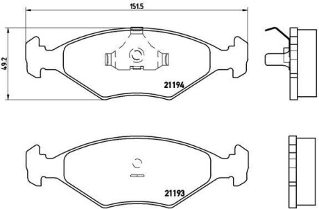 Фото автозапчастини гальмівні колодки, дискове гальмо (набір) BREMBO P23040