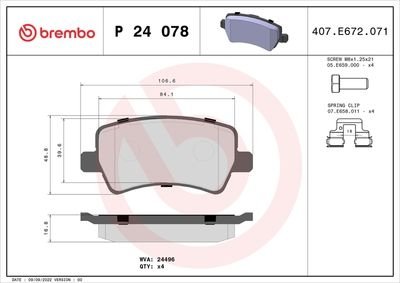 Фото автозапчастини klocki hamulcowe xtra tyl BREMBO P24078X