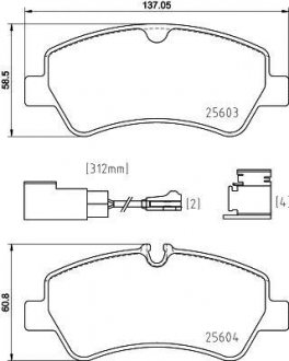 Комплект тормозных колодок задний FORD TRANSIT 2.0D/2.2D 08.13- BREMBO P24 187 (фото 1)
