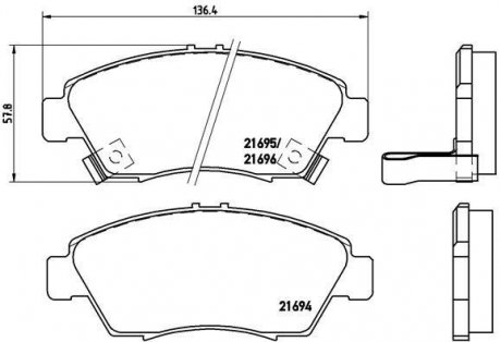 Тормозные колодки передние ALFA ROMEO 75, 90, GTV 1.6-3.0 10.84-09.92 BREMBO P28 023 (фото 1)