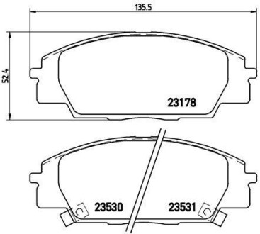 Фото автозапчастини гальмівні колодки передні ALFA ROMEO 4C, MITO; FAIT 500, PUNTO / GRANDE / EVO 1.4 / 1.8 12.07- BREMBO P28032