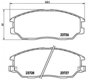 Гальмівні колодки передні BMW 3 (E36, E46), Z4 (E85) 3.0 / 3.2 10.92-04.99 BREMBO P30 028 (фото 1)