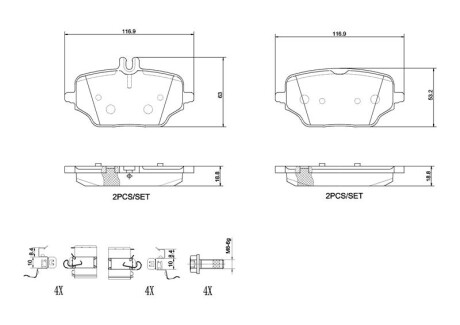 Фото автозапчасти гальмівні колодки дискові BREMBO P50 162