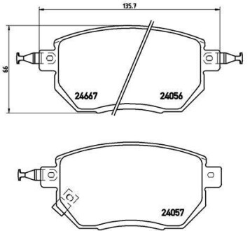 Фото автозапчастини гальмівні колодки передні KIA SORENTO I 2.4-3.5 V6 08.02- BREMBO P56051