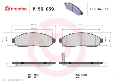 Фото автозапчасти тормозные колодки передние BMW 3(E46), X3(E83), Z4(E85, E86); MG ZT 2,0/4,7 10,99- BREMBO P56059