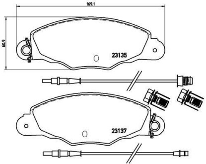 Фото автозапчасти тормозные колодки передние VOLVO 960 2.5/2.9 08.94-12.96 BREMBO P61061